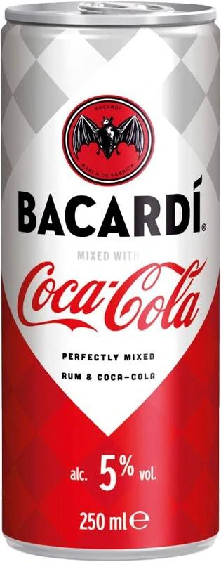 Bacardi Rum & Coca-Cola 5% 250ml plech