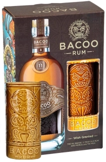 Bacoo aged 11YO Dominican rum 40% 0,7l set keramika