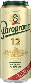 Staropramen 12° světlý ležák 0,5l plech