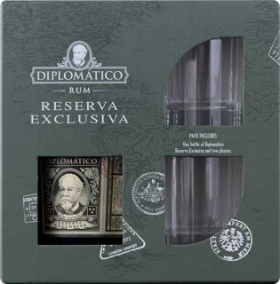 Diplomático Reserva Exclusiva Rum 40% 0,7l + 2 x sklo